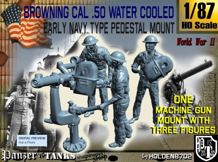 1-87 USN Cal 50 M2 WC &amp; Crew Set 3d printed
