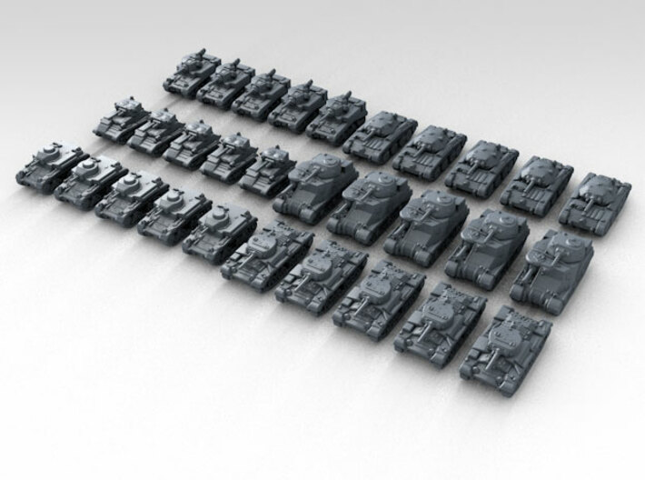 1:700 WW2 British Tank Set 2 Various Types (30) 3d printed Render showing product detail