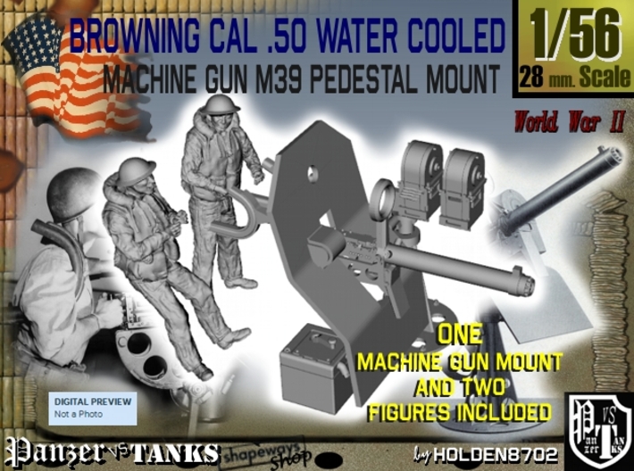 1-56 USN Cal 50 WC Mount M39 &amp; Crew Set 3d printed