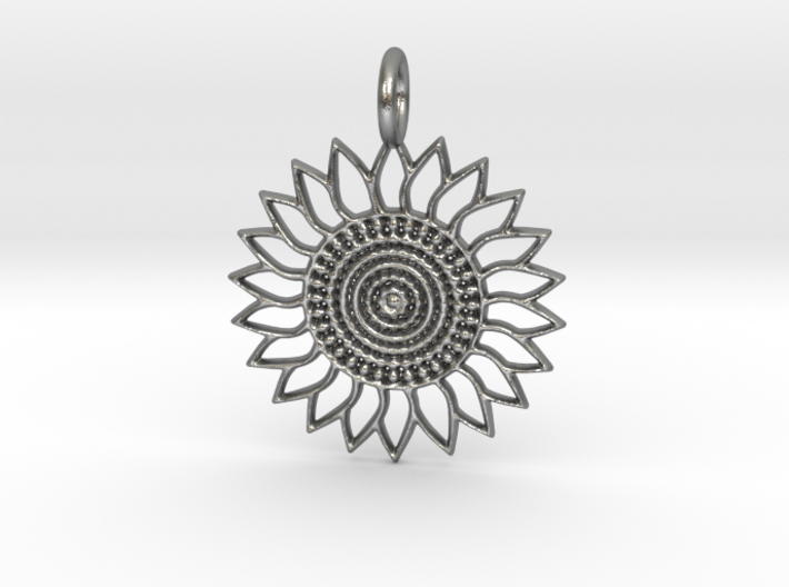 Sunflower Pendant 3d printed Sunflower Pendant in Silver is spectacular.