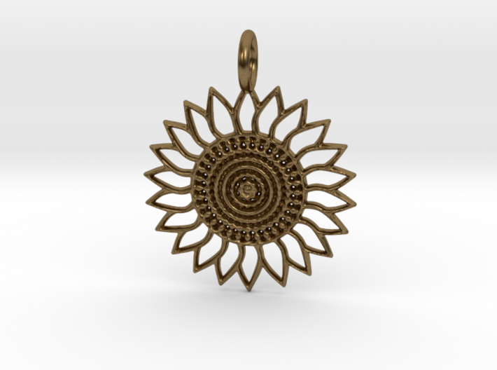 Sunflower Pendant 3d printed Sunflower Pendant in Bronze is shining brightly.
