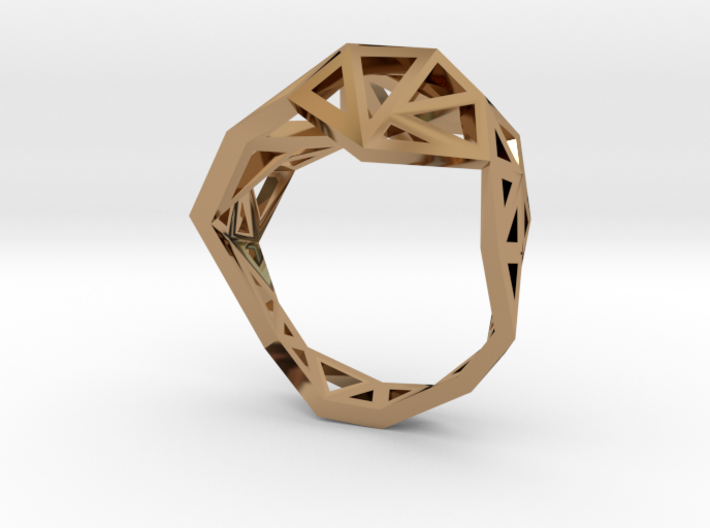 Brass Slim Triangulated Ring 3d printed 