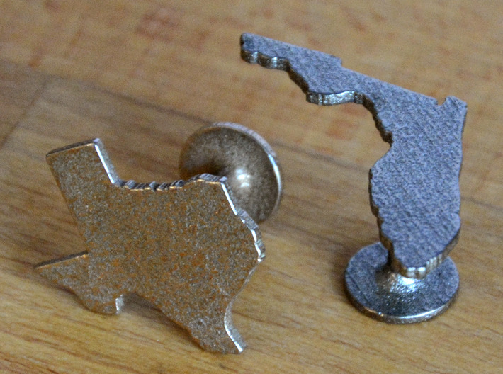 Cufflinks - Choose Any State (Texas) 3d printed Stainless Steel and Polished Nickel Steel