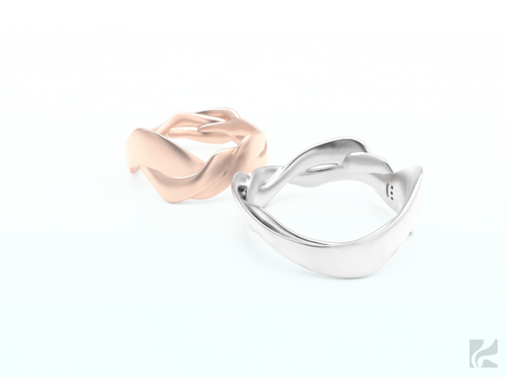 Smooth Weave Ring 3d printed Rose Gold & Silver