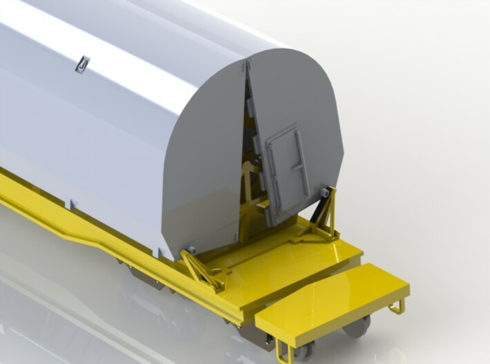 HO 1/87 NASA shuttle SRB clamshell brackets 3d printed A CAD render showing how the closure brackets work.