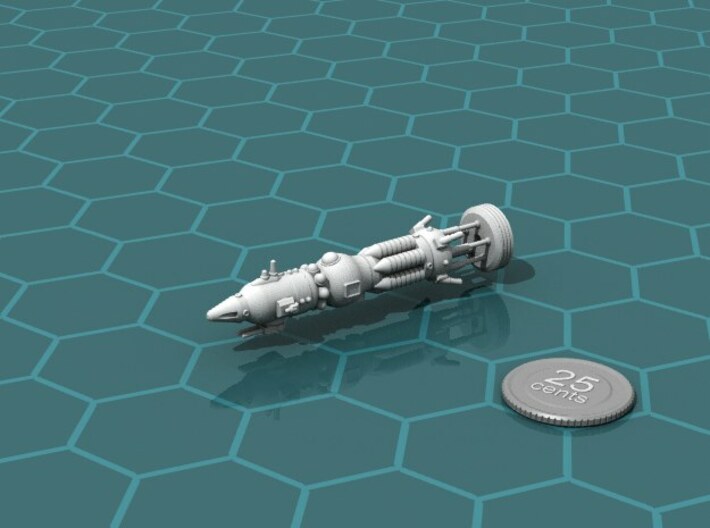 USSR &quot;Crowfoot&quot; class Heavy Cruiser 3d printed Render of the model, with a virtual quarter for scale.
