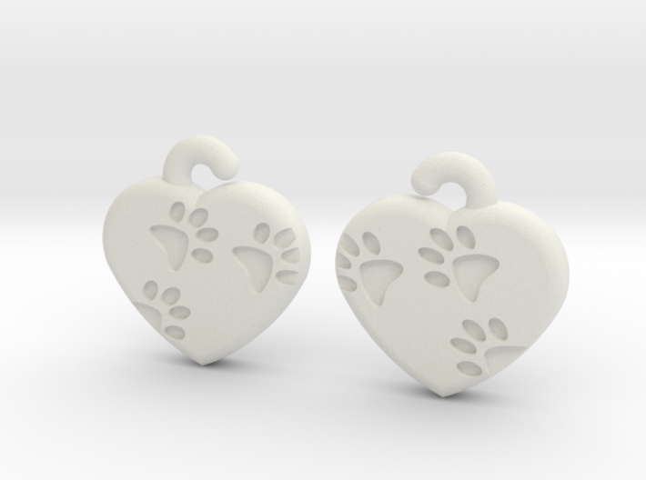 Pawprints On My Heart Earrings 3d printed