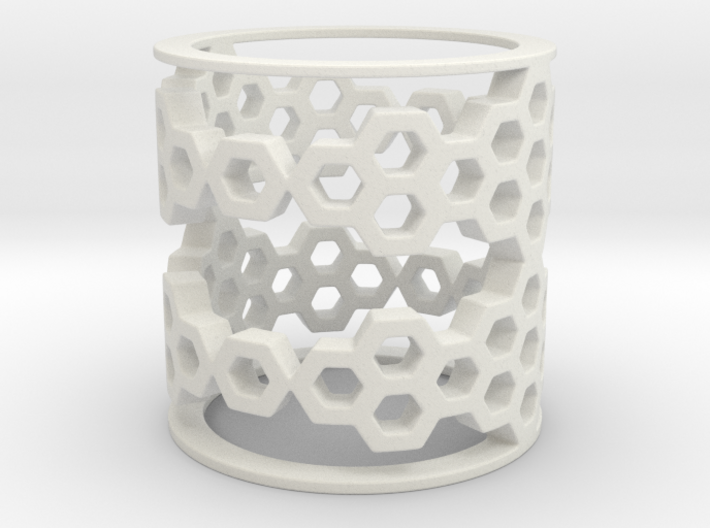 Honeycomb Ring | Size 7 3d printed White plastic