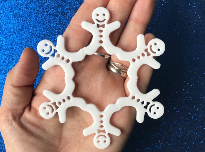 Gingerbread Man Snowflake Ornament 3d printed