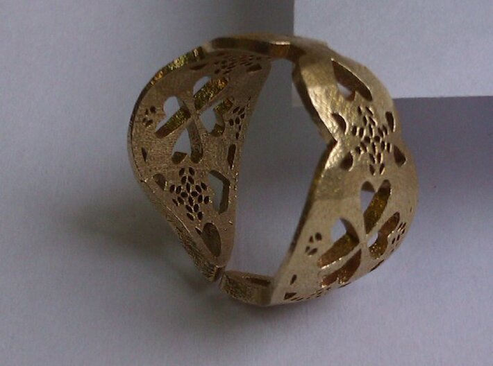 Ring Coracao Viana 3d printed Raw Brass Front View