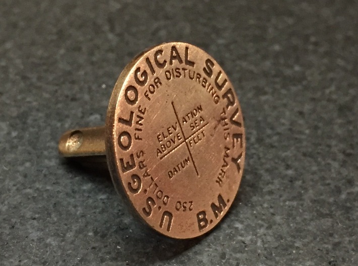 USGS BM 3d printed Raw bronze with patina added. 