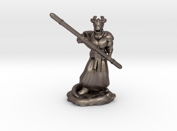 Muscular Dragonborn Monk with Quarterstaff 3d printed