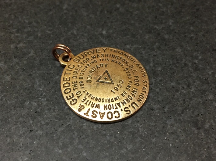 Triangulation Station Keychain Position 3 3d printed Raw bronze with custom text and patina. 