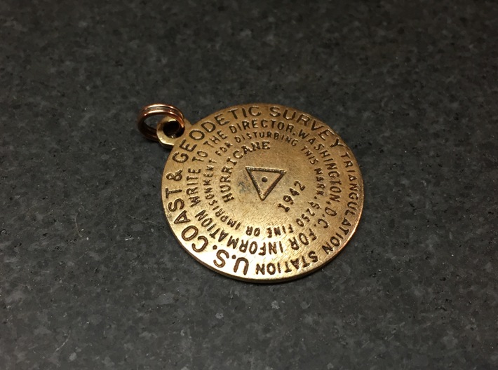 Triangulation Station Keychain Position 2 3d printed Raw bronze with custom text and patina. 
