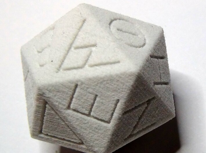 Replica Egyptian 20-Sided Die 3d printed Replica Ancient Egyptian D20 in Sandstone