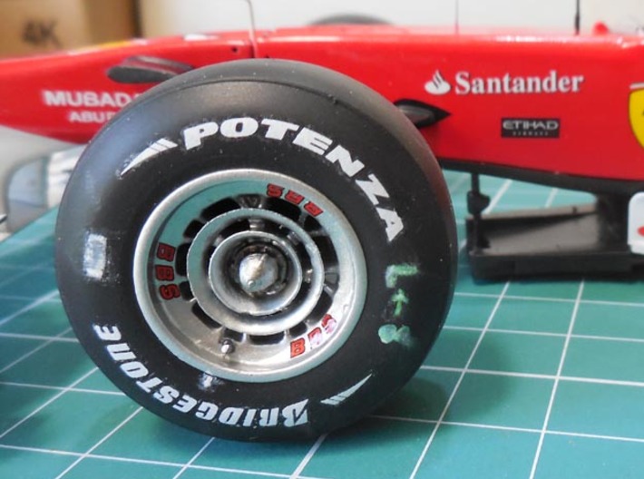 Ferrari F10, F150 Wheels 3d printed front wheel installed in the finished model