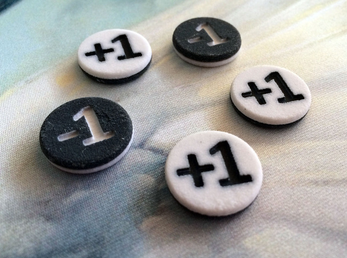Plus/Minus Counters (Batch of 5) 3d printed Full color sandstone - counters are already colored!
