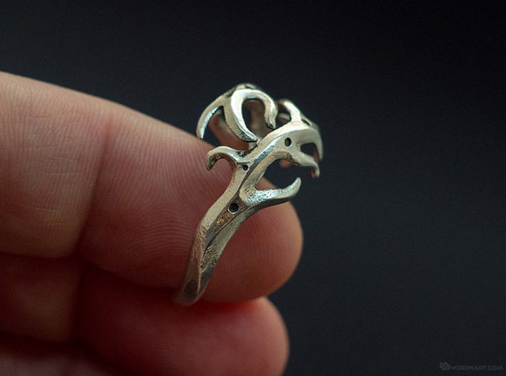 Antlers ring 3d printed 
