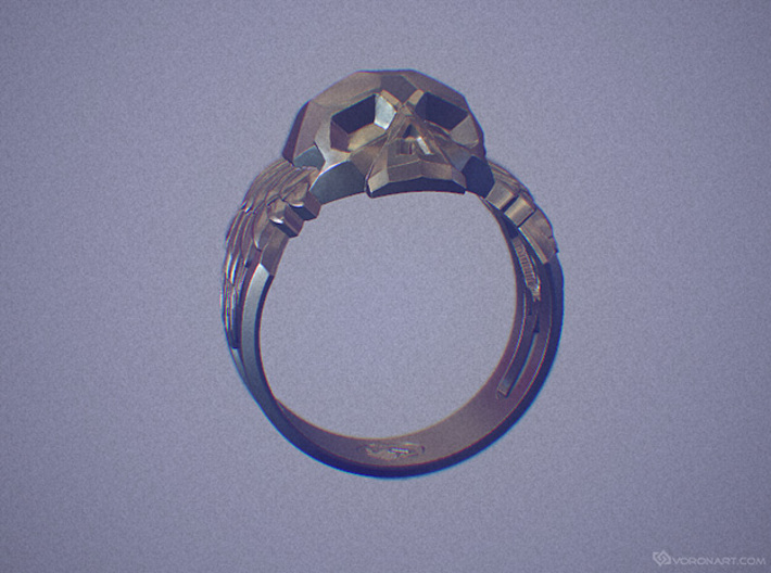 Winged Skull Ring 3d printed Digital preview. How your ring will look depends on the selected material