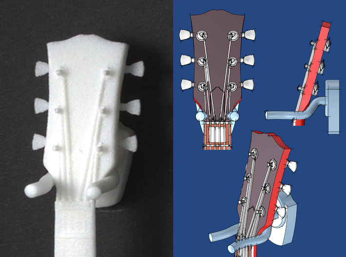 Guitar wall hanger - scale 1:6 3d printed