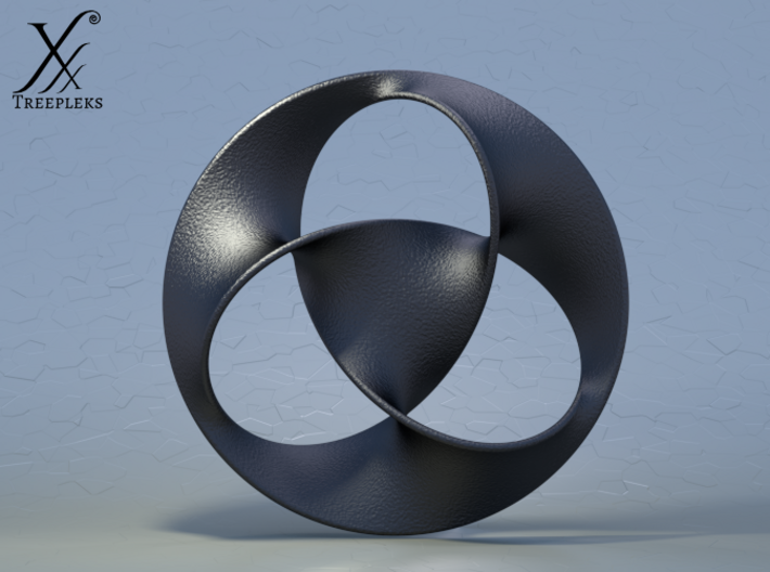 Trefoil pendant (4cm) 3d printed Black steel (cycle render).