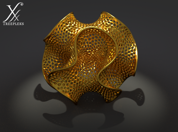 Sphero-gyroid 3d printed Polished brass version (Cycle render).