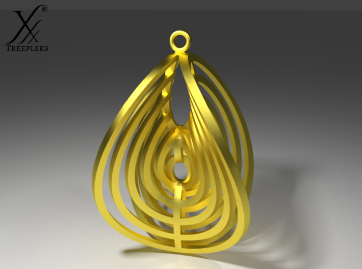 Aerial earring 3d printed Brass, cycle render.