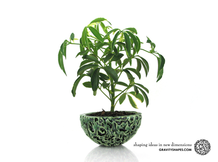 Little Galaxy Porcelain Pot (10,5 cm) 3d printed Gloss Oribe Green