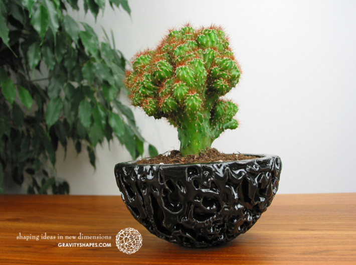 Galaxy Porcelain Pot (12 cm) 3d printed Gloss Black