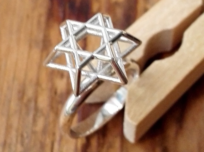 Hexagram Ring 3d printed Polished Silver