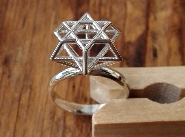 Hexagram Ring 3d printed Polished Silver