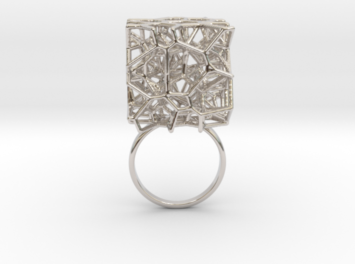 Voronoi Cube Ring (Size 8.5) 3d printed