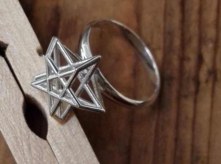 Pentagram Ring 3d printed Polished Silver