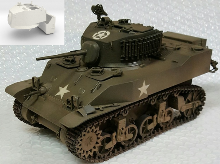 1:16 USA M5A1 Turret &amp; Bustle 3d printed Model contains turret and bustle only - See render