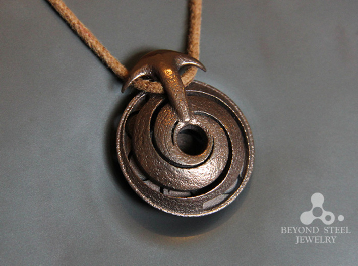 Handpan Instrument Pendant v3 3d printed Polished Bronze Steel Finish