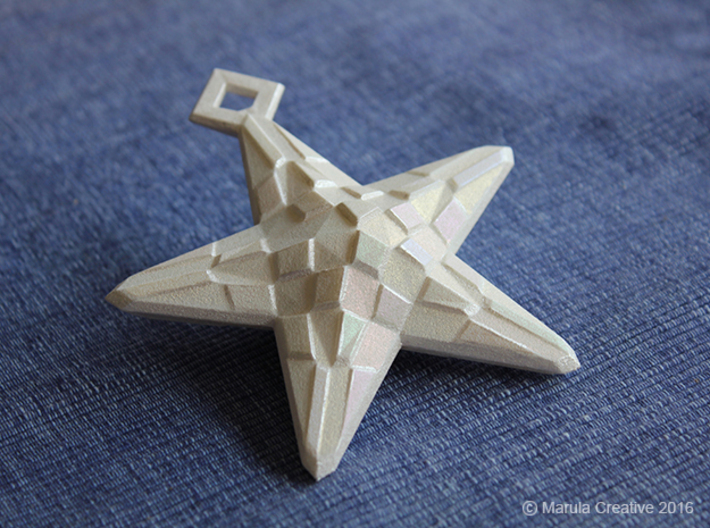 Stylised Sea Star ornament for Christmas 3d printed White Strong &amp; Flexible Polished hand painted