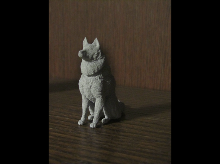 Dog Figurine - Sitting Finnish Spitz (hollow) 3d printed Alumide print - Photograph