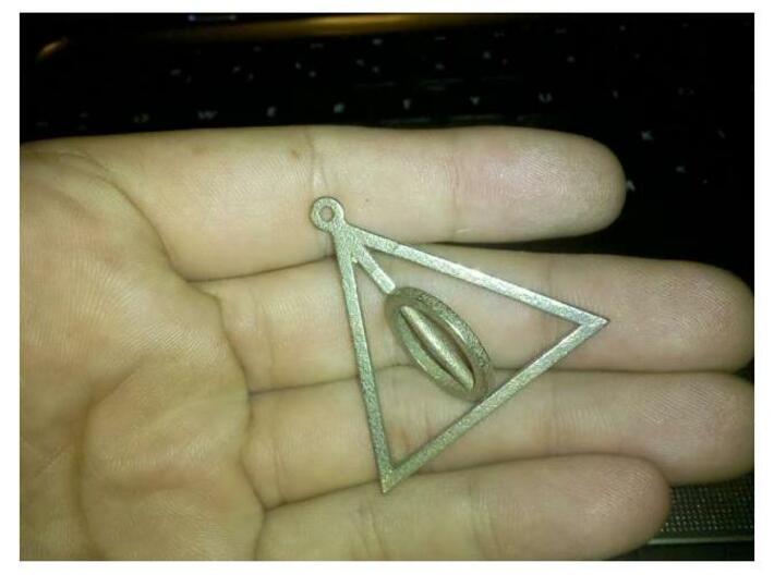 spinning deathly hallows harry potter necklace 3d printed assembled