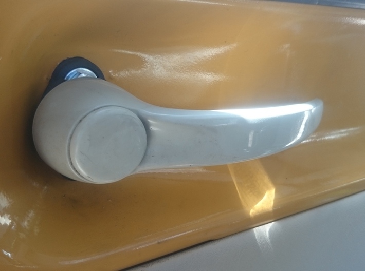 VW Type 2 Bus / Kombi Sliding Door Handle Adapter 3d printed Handle adapter showing stock handle and mounting location