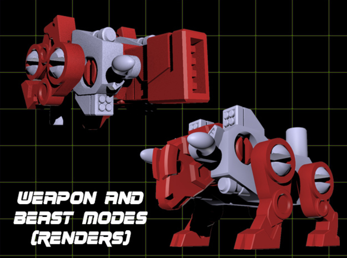 BisonZooka Transforming Weaponoid Kit (5mm) 3d printed render of kit in both modes