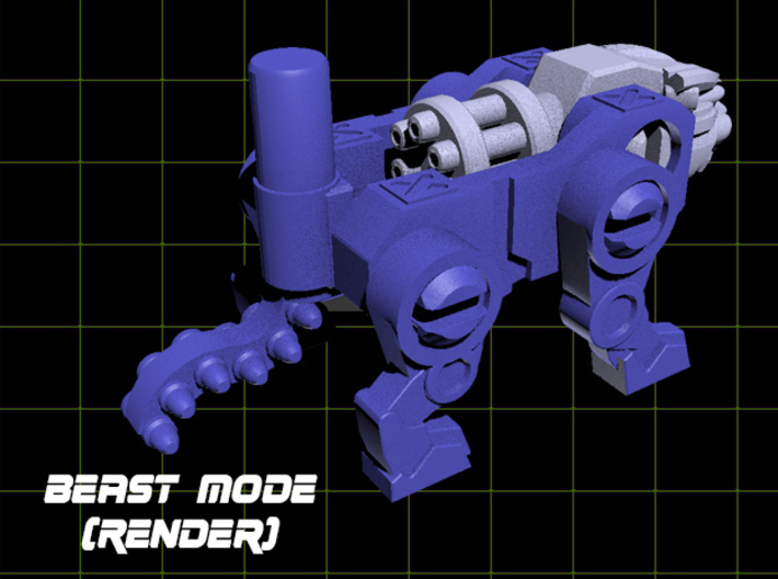Catling Gun (Lion/Tiger) Transforming Weaponoid  3d printed Render of beast mode, rear view