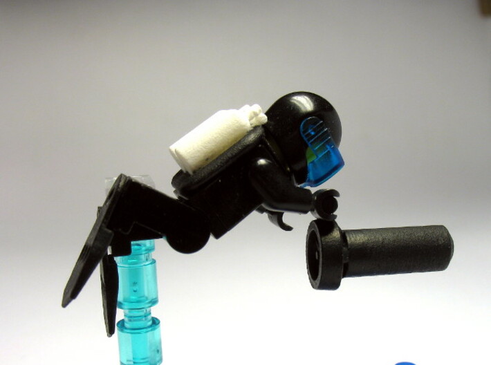 Minifigure Tech Dive Equipment (for tek diver / te 3d printed Printed in White Strong & Flexible Polished and painted with acrylics colors.