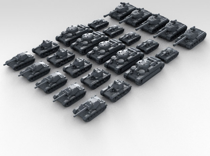 1/700 Scale Russian Tank Set X25 3d printed 3d render showing product detail