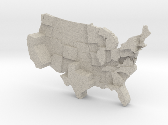 USA by Electoral Votes 3d printed