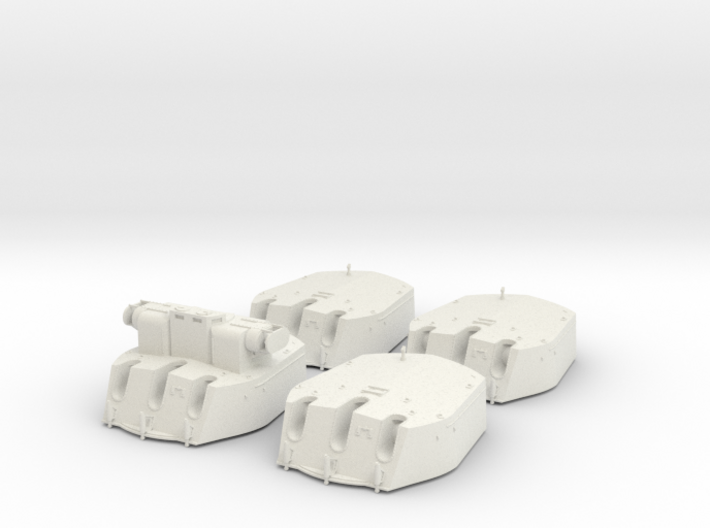 1/144 RN 6 Inch MKXIII Crown Colony Class Turrets 3d printed