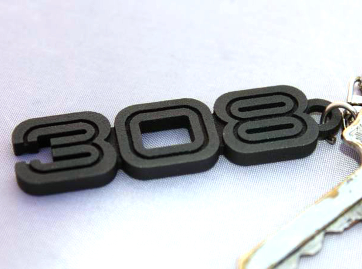 KEYCHAIN LOGO 308 3d printed Keychain with the Ferrari 308 logo in Black Stee