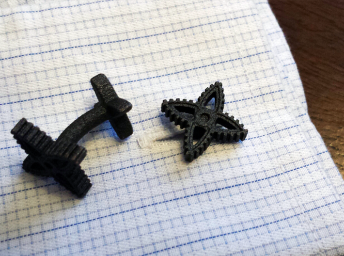 X-Gear Cufflinks 3d printed X-Gear Cufflinks in Black Stainless Steel - Sold as Pair
