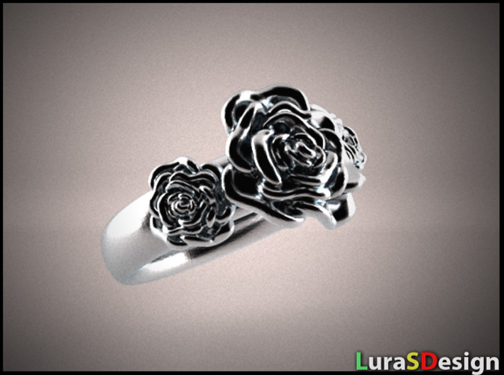 Wild Rose Ring 3d printed