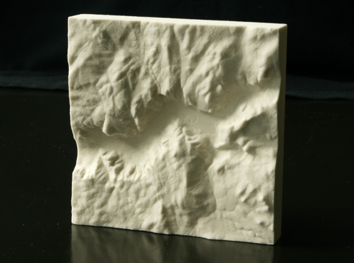 4'' Yosemite Valley, California, USA, Sandstone 3d printed Photo of actual 4&quot; print, North is up