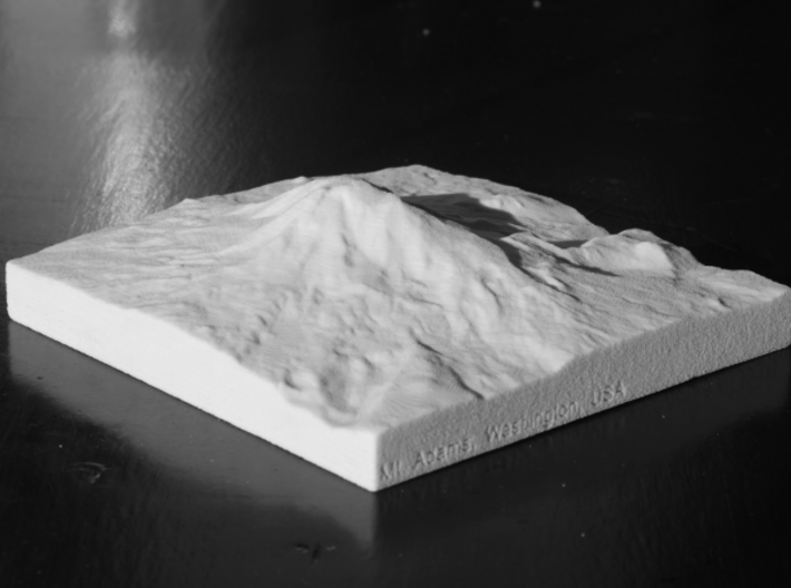 4'' Mt. Adams, Washington, USA, Sandstone 3d printed B/w photo of actual print, looking NE toward Mt Adams.